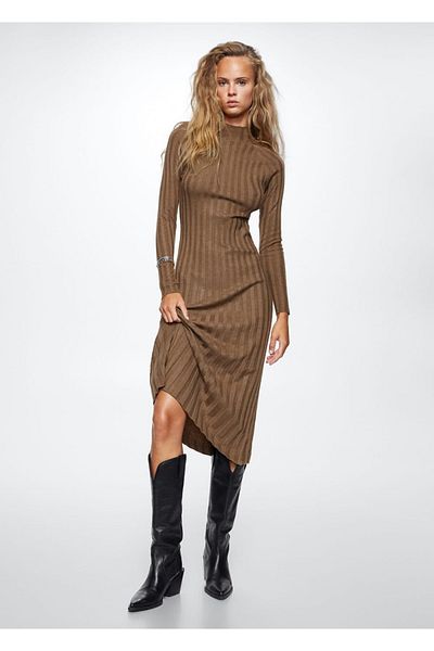 MANGO Woman Perkins Collar Woven Dress