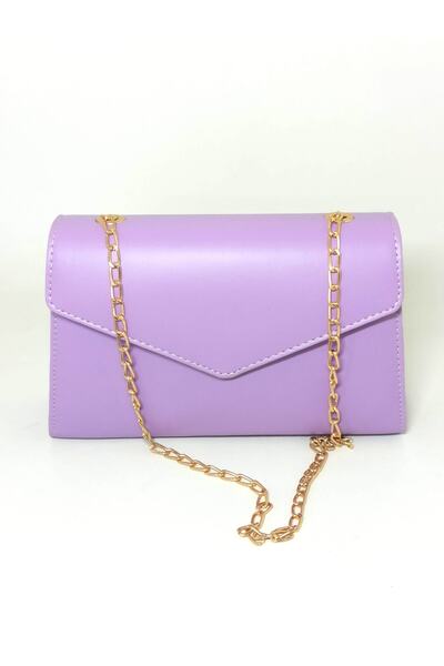 dizaynbag Women's Lilac Faux Leather Gold Chain Strap Bag