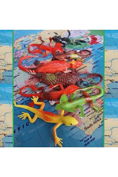 tmtoysandmore Sürüngen Şaka Korku Hayvanları Esnek 30cm Uzar Kertenkele Bukalemun Cataphractus 8li