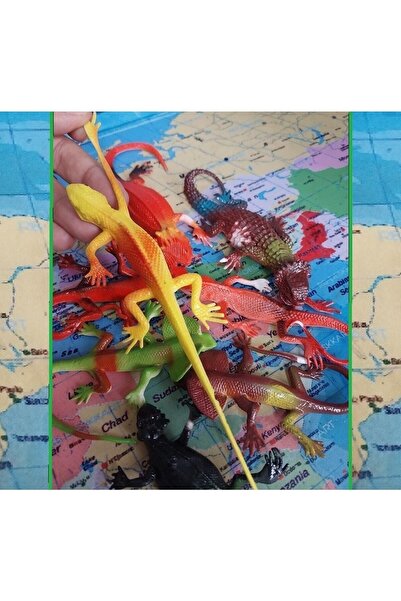 tmtoysandmore Sürüngen Şaka Korku Hayvanları Esnek 30cm Uzar Kertenkele Bukalemun Cataphractus 8li