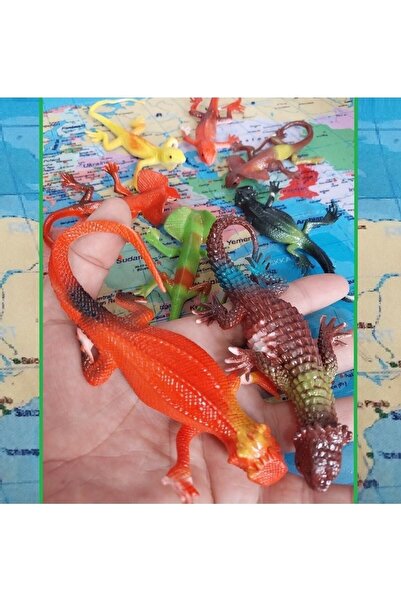 tmtoysandmore Sürüngen Şaka Korku Hayvanları Esnek 30cm Uzar Kertenkele Bukalemun Cataphractus 8li