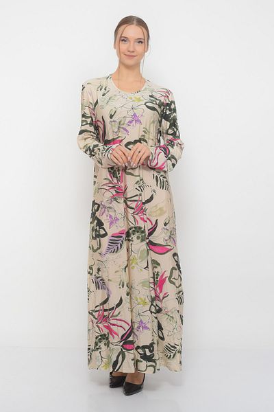 TUSSE Patterned Sandy Fabric Draped Non-Stick Digital Pattern Large Size Dress