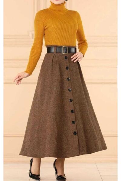 MODAMÜNASİP Γυναικείο πλεκτό πουλόβερ με ψηλό λαιμό κοτλέ