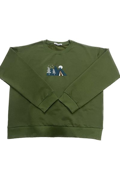 Hukateks Hanorac de tendință cu detaliu de broderie verde