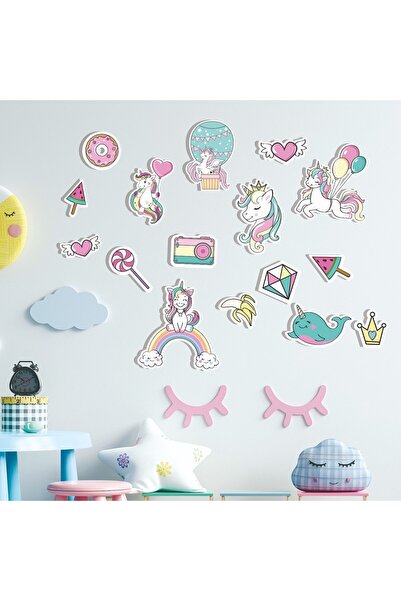 HET Concept Renkli Unicorn Ahşap Set Bebek Çocuk Yatak Odası Ev Dekorasyon Mo...