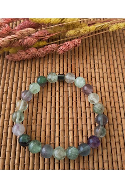 Gerçek Florit Doğal Taş Bileklik Fiziksel Ve Ruhsal Arınma Standart Ölçü