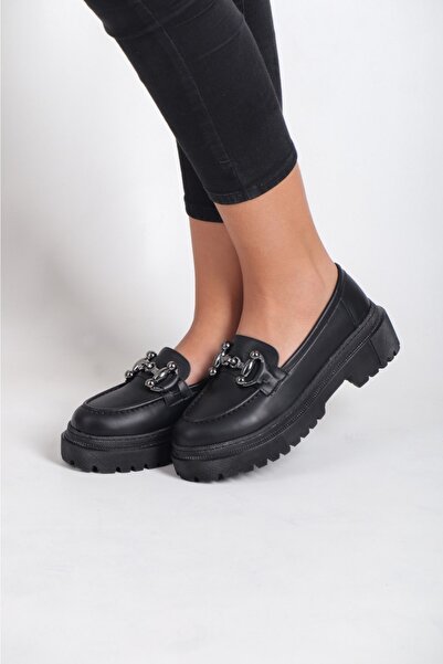 Artgoo Дамски обувки с дебела подметка от черна кожа