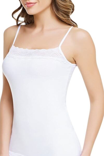 Hepsine Rakip Жіночий еластановий тонкий мереживний топ на бретельках з бавовни