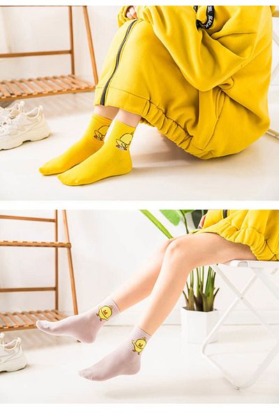 Color Socks 5 чифта дамски колежански чорапи с шарки на мацки