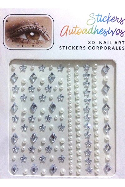 Classy 3d Face Art, Yıldız Inci Ve Baget Karışık Vücut Taşı, Yüz Stickeri 154...