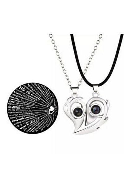 Köstebek Lover Necklace Magnetic 100 Languages I Love You Projection Couple Necklace