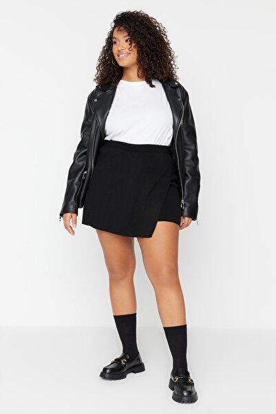 Trendyol Curve Plus Size Skirt - Black - Mini