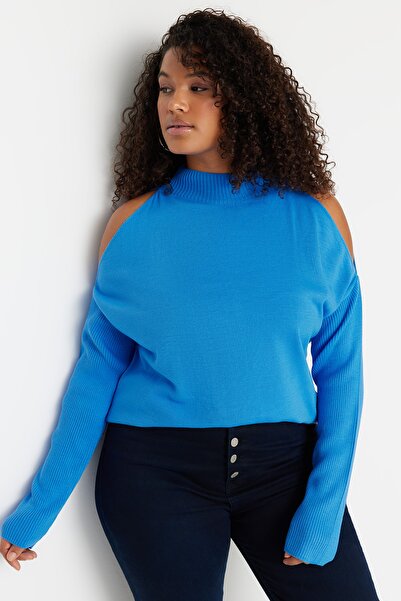Trendyol Curve Große Größen in Pullover  - Blau - Relaxed