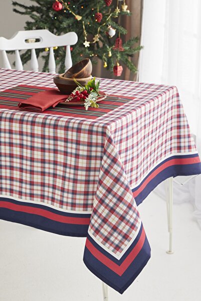 AYSHOME Ays Home Red Navy Blue Gingham New Year Christmas Dining Table Cloth