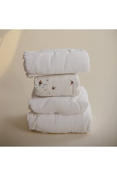 Anne Sesi Bürümcük Muslin Fitted Sheet 60x120 Cm Organic Cotton +15 Cm Bed Height