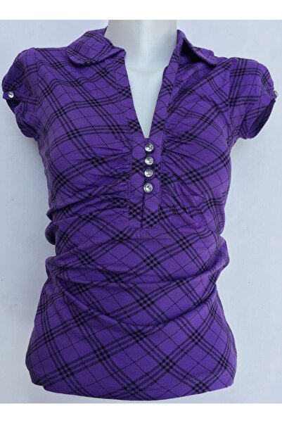 ICEFIELDS Kadın Slim Fit Taşlı V Yaka Tshırt