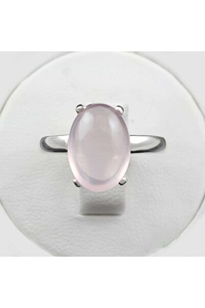 Haşimi Doğaltaş Pembe Kuvars Doğal Taşlı Gümüş Yüzük