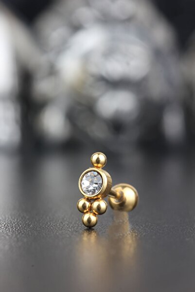 Valhalla Cerrahi Çelik Kıkırdak Tragus Helix Zirkon Taşlı Labret Piercing
