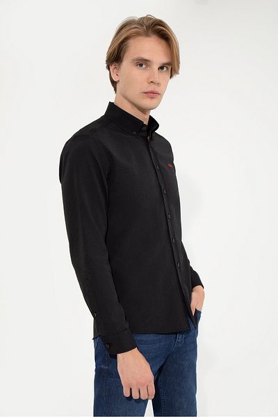 U.S. Polo Assn. Μαύρο ανδρικό πουκάμισο