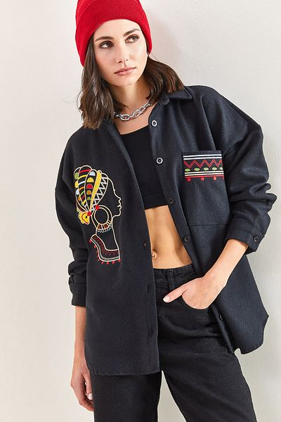 Bianco Lucci Dámská vyšívaná oversize košile 2061