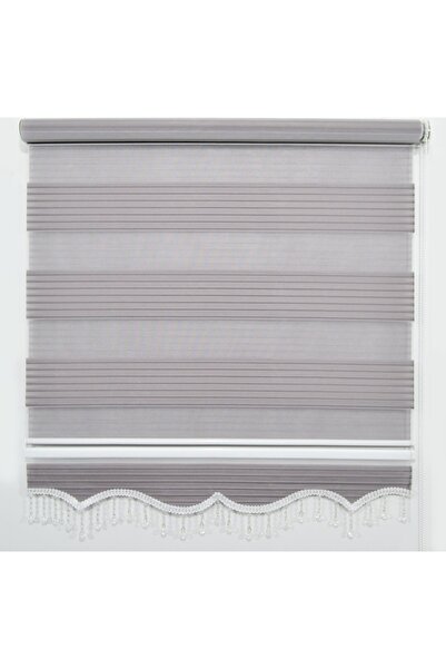 Babacan Home Design Brillux Zebra Perde Pliseli Boncuklu Gri 120x260