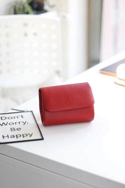 Moom Bag Дамска червена кожена мини вечерна чанта тип клъч