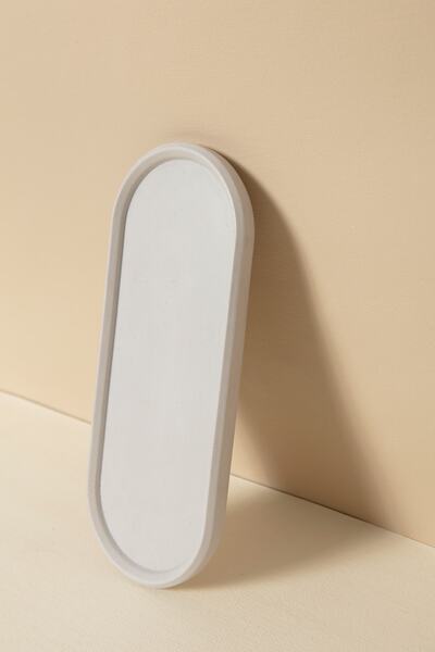 Handmeight Concrete Oval Gray Color Coaster / Presentation Stand / Tray / Dec...