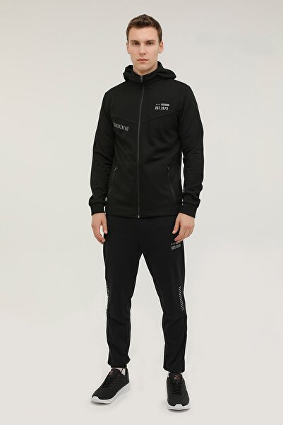 Kinetix M-Hunter Reflective Full Black Men's Tracksuit Top