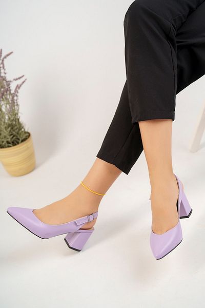 ZAPO Pantofi de damă clasici cu toc din piele liliac