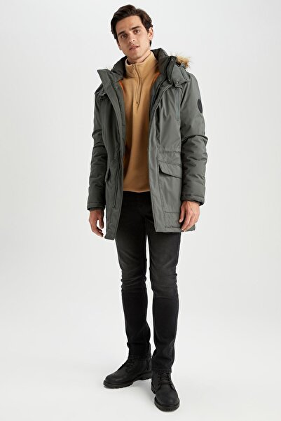 DeFacto Windproof Waterproof Hooded Faux Fur Coat