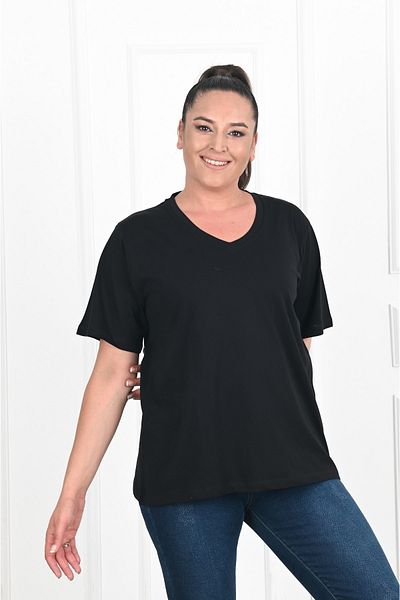 Koza Butik Γυναικείο μπλουζάκι με λαιμόκοψη V Basic (1297)