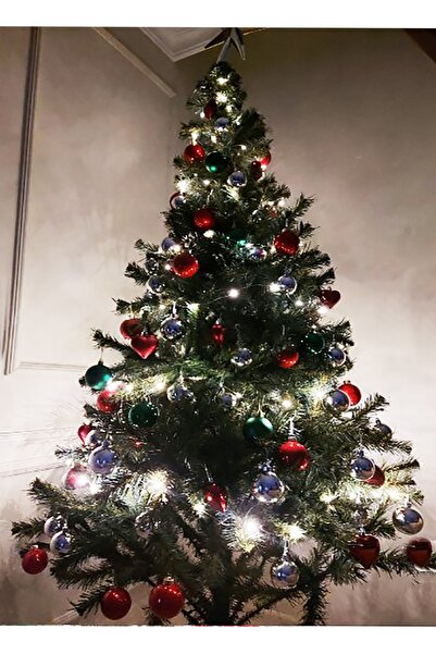 Parti dolabı 6 Adet Büyük Boy Kırmızı Yılbaşı Çam Ağaçı Süsü Yeni Yıl Noel Dekor Parlak Cici Top Süs 6cm