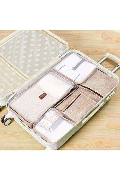 ModernAVM 6 Pieces Hospital Exit Suitcase Organizer - Leather Felt Brown