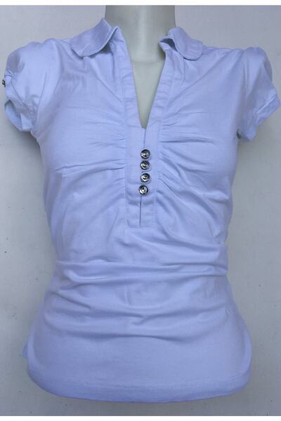 ICEFIELDS Kadın Slim Fit Taşlı V Yaka Tshırt
