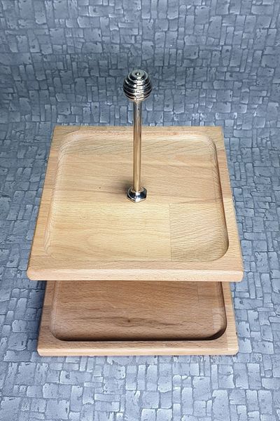 kozawoodart Wooden Layered Cookie Holder Square Kz1013