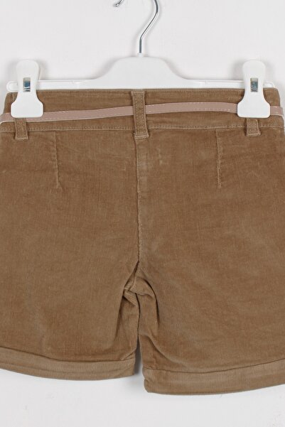 incity Kız Çocuk Kemer Detaylı Camel Fitilli Kadife Şort