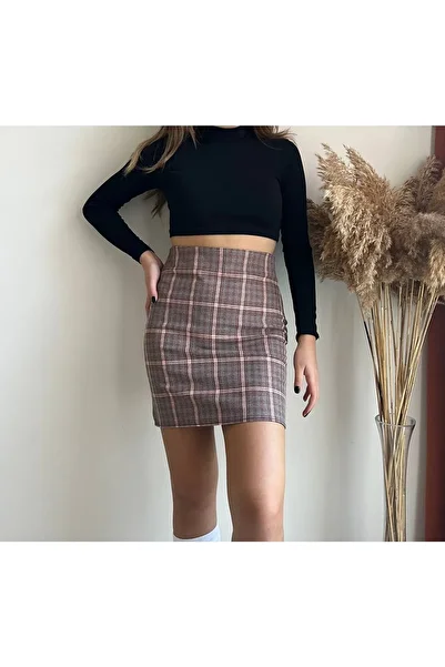 purple pi Women's Checked Mini Skirt