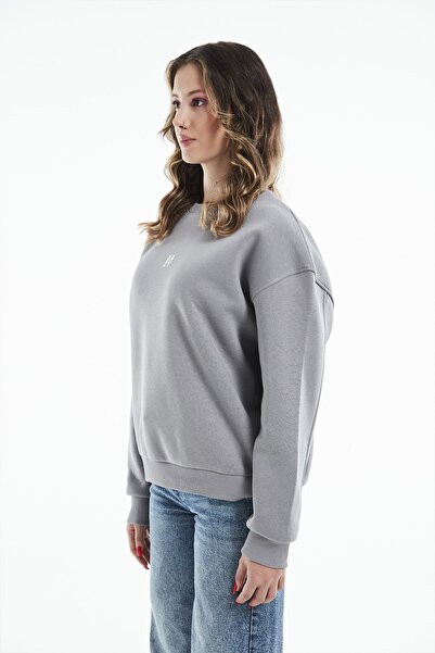 Eazy Co Hanorac gros Eazy Basic Oversize, unisex, gri, cu gâtul turn