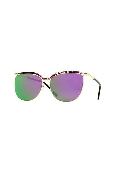 Angel Eyes Women's Sunglasses Oval Design Gold Frame Mirrored Glass