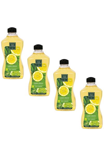 Eyüp Sabri Tuncer Natural Olive Oil Liquid Soap Fountain Lemon Liquid Soap 1500 Ml X 4