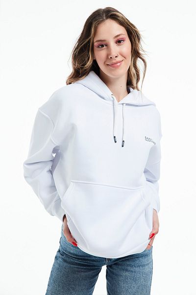 Eazy Co Hanocă groasă cu glugă Eazy Basic Oversize Unisex Premium albă