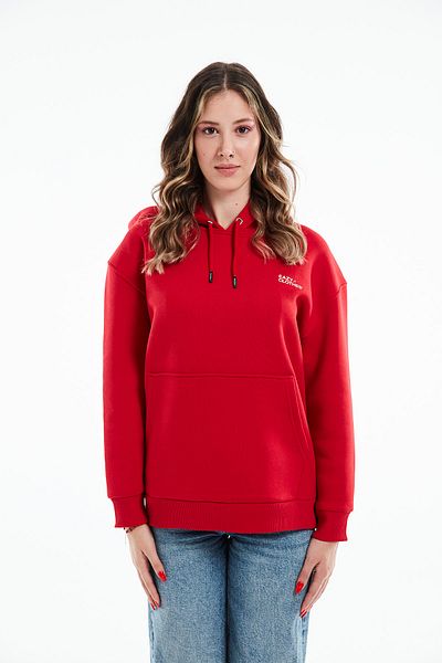 Eazy Co Hanocă groasă cu glugă roșie premium unisex oversize Eazy Basic