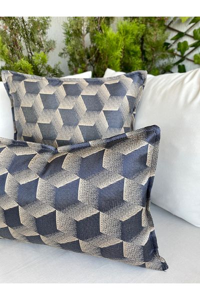 Decamor home Husă de pernă cu modele cu prisme aurii bleumarin