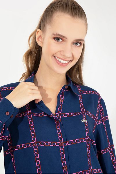 U.S. Polo Assn. Shirt Collar Red Women's Shirt Tricolor