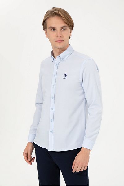 U.S. Polo Assn. Ανδρικό πουκάμισο - Γαλάζιο