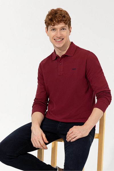 U.S. Polo Assn. Men's Claret Red Polo Neck Sweatshirt Basic