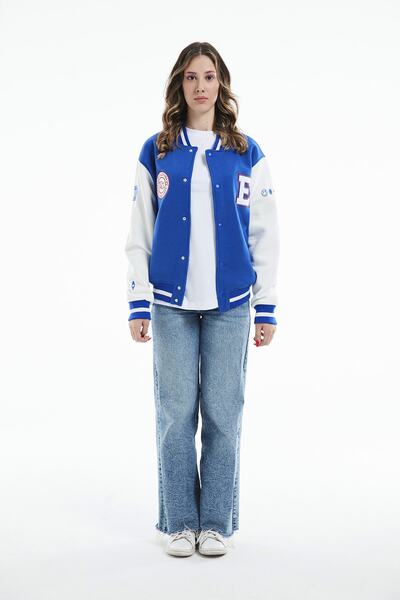 Eazy Co Унісекс-піджак Llege Oversize Унісекс Saks Синій товстий піджак для коледжу