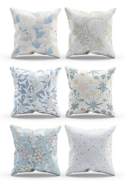 Moud's غطاء وسادة منقوش كلاسيكي مطبوع على الوجهين مكون من 6 قطع من جلد الغزال