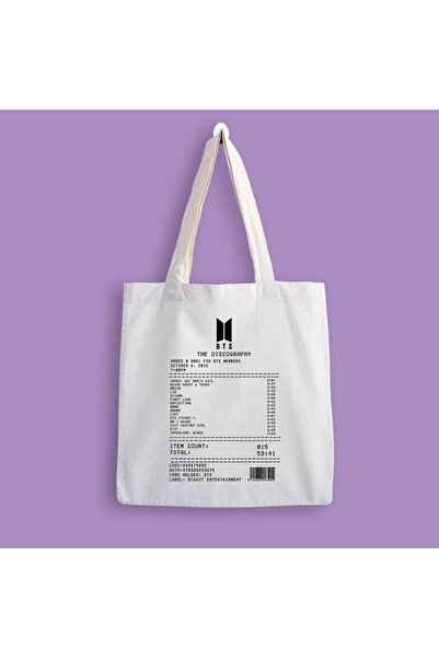designedfy Geantă din pânză imprimată cu chitanță album Bts