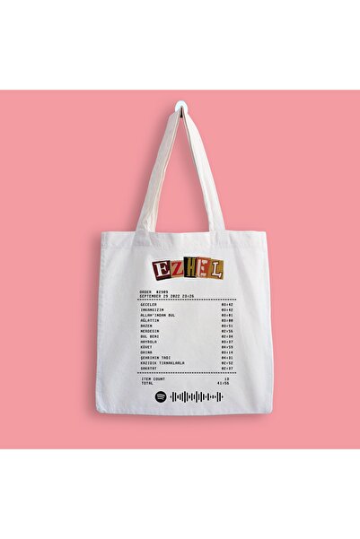designedfy Geantă din pânză imprimată cu chitanță Ezhel Album